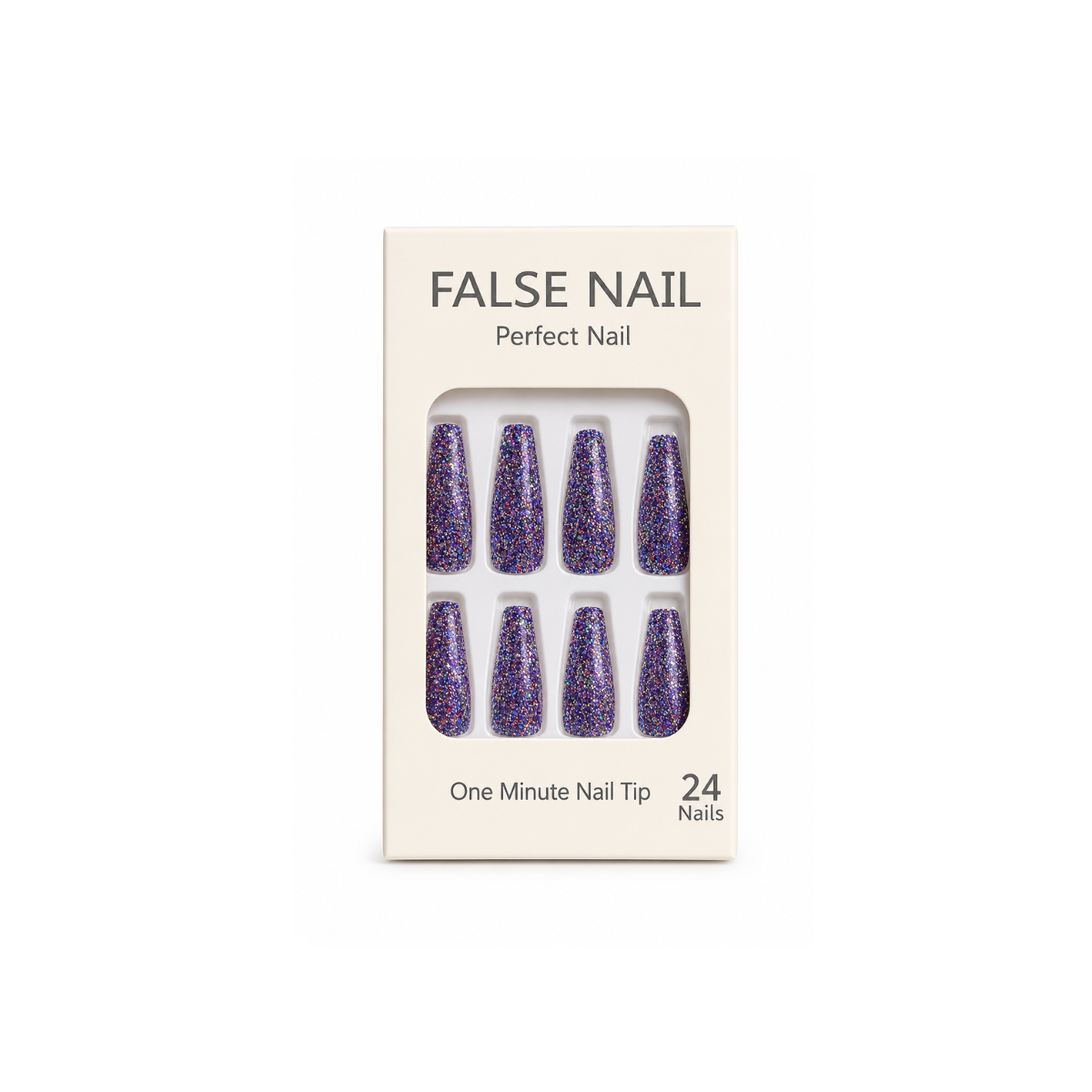 Uñas Press On Coffin Glitter