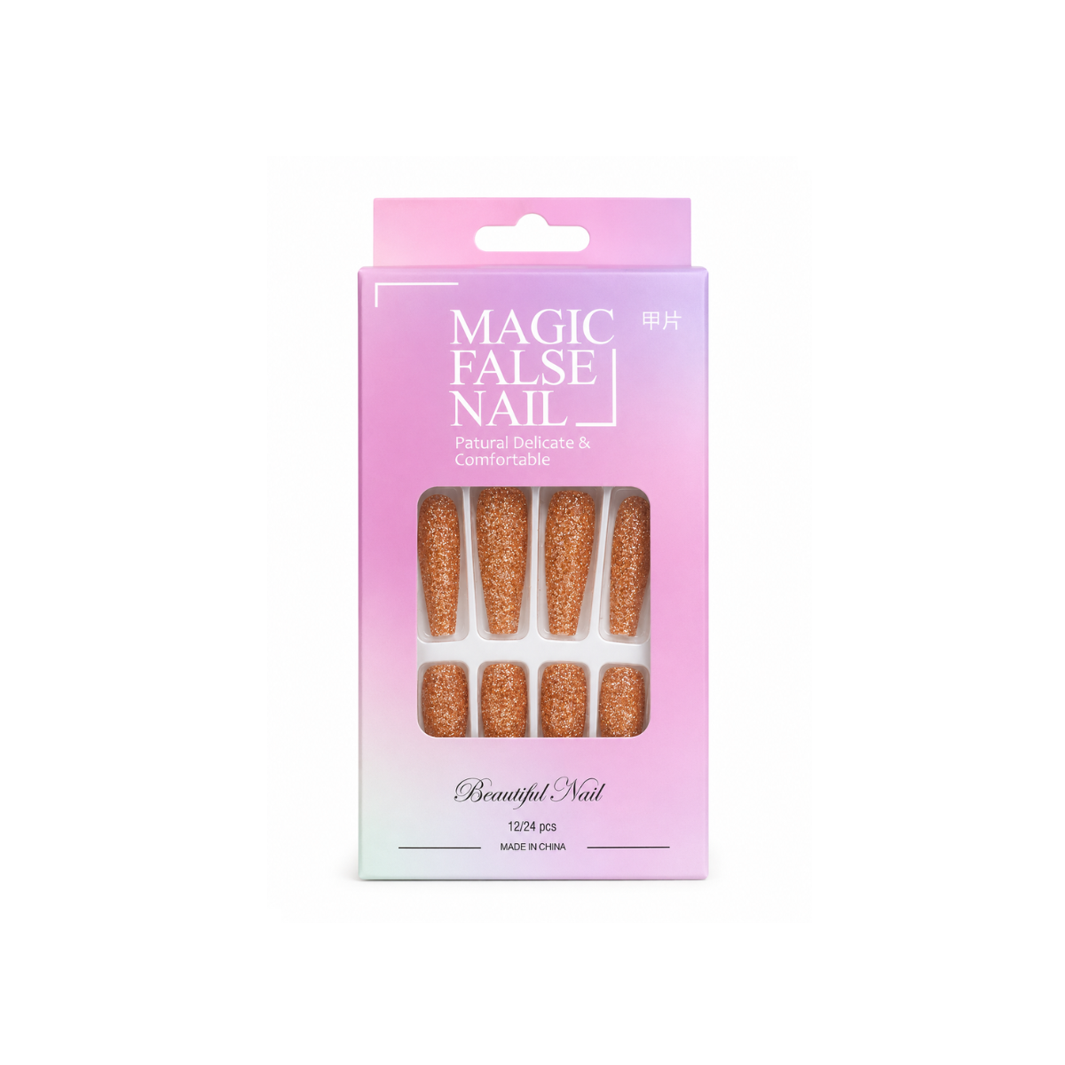 Uñas Press On Coffin Glitter
