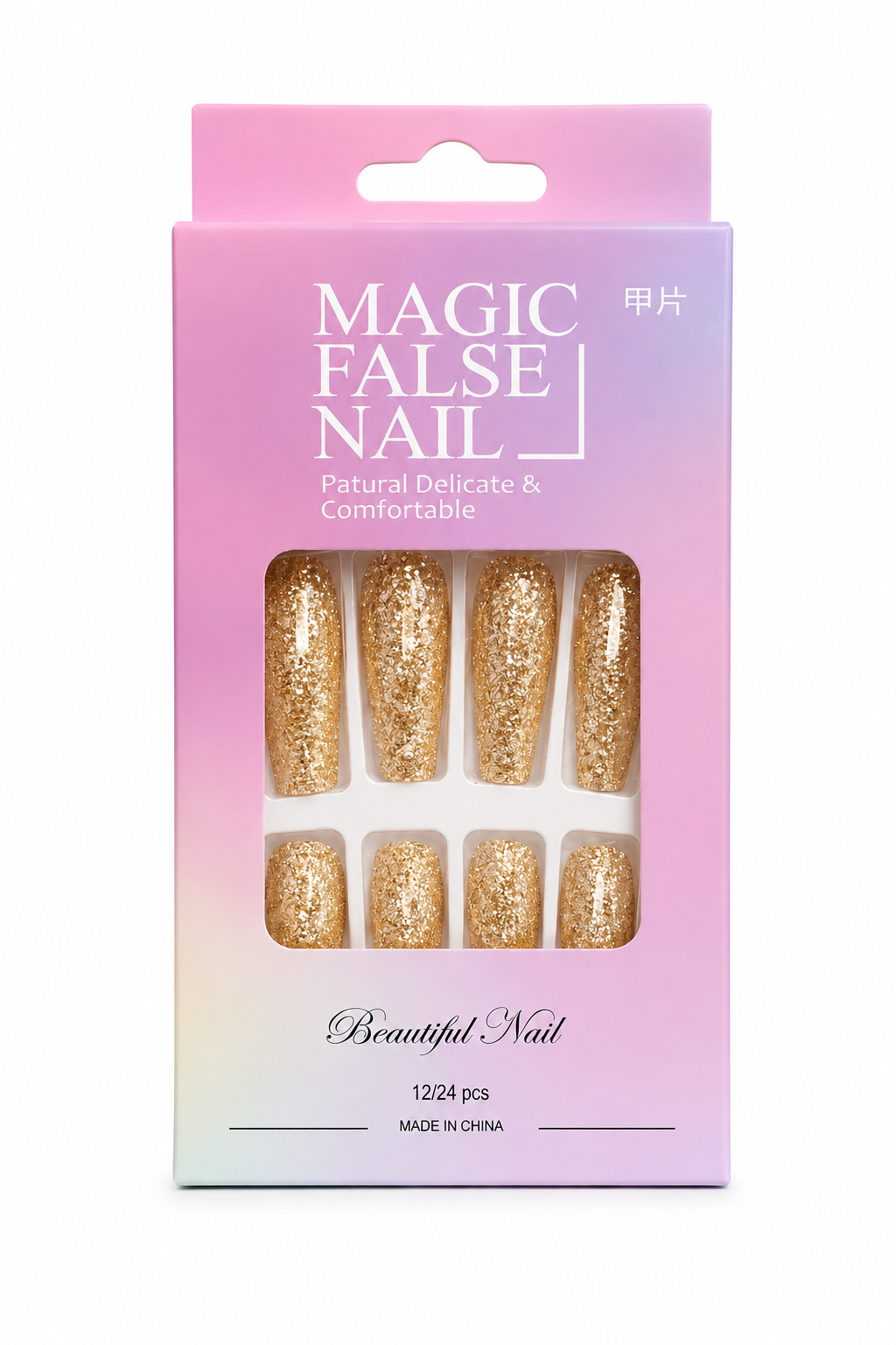 Uñas Press On Coffin Glitter