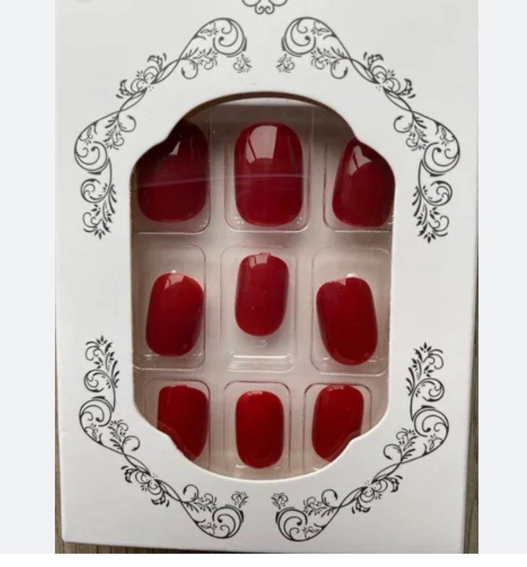 Uñas Press On  Rojo Burdeos