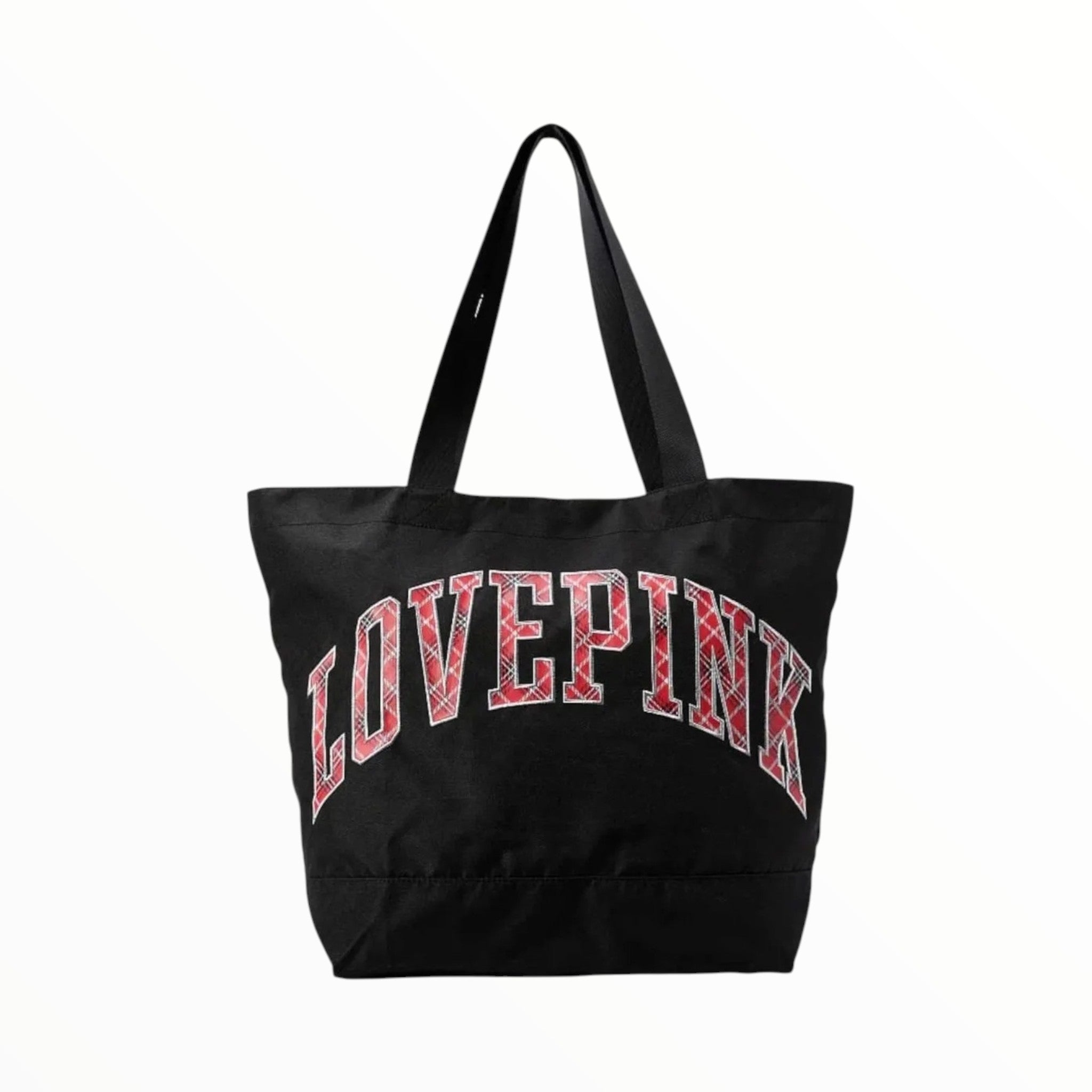 Bolsa TOTE con estampado al frente y cierre, en tela tipo lona