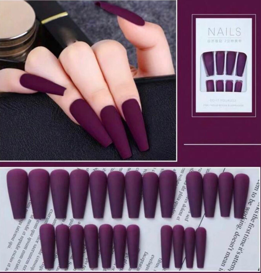 Uñas Press On estilo "Coffin" Tonos Mate