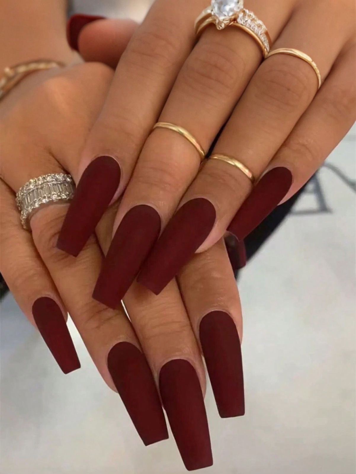Uñas Press On estilo "Coffin" Tonos Mate