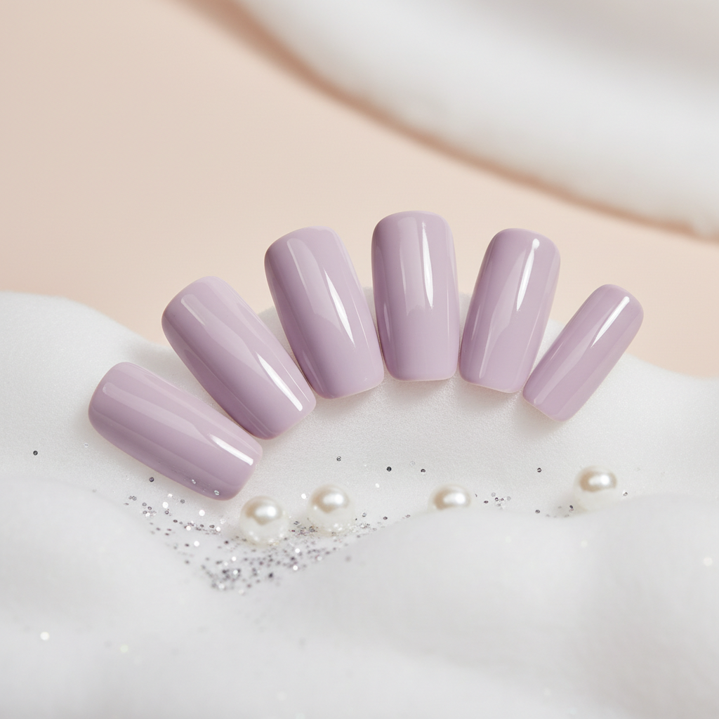 Uñas Press On estilo Cuadradas Cortas colores sólidos y brillantes.