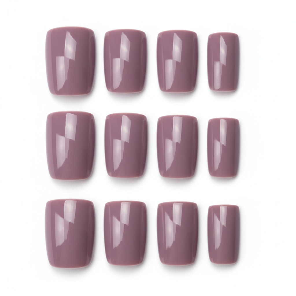 Uñas Press On estilo Cuadradas Cortas colores sólidos y brillantes.
